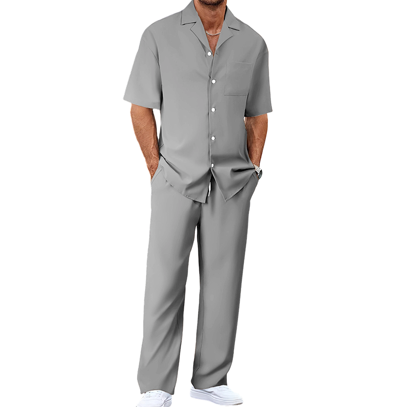 👕 Men's casual 2-piece set, short-sleeved shirt and pants