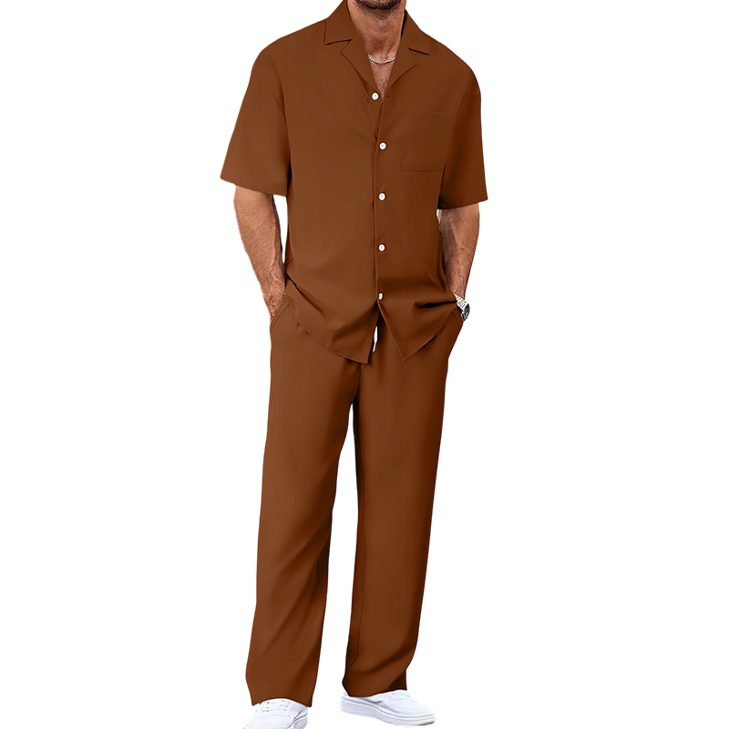 👕 Men's casual 2-piece set, short-sleeved shirt and pants