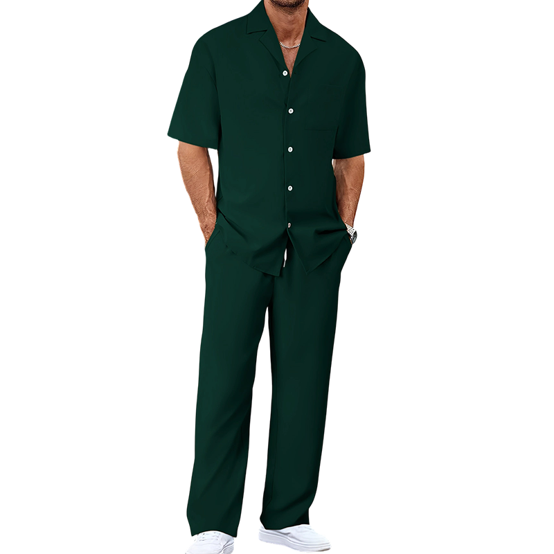 👕 Men's casual 2-piece set, short-sleeved shirt and pants