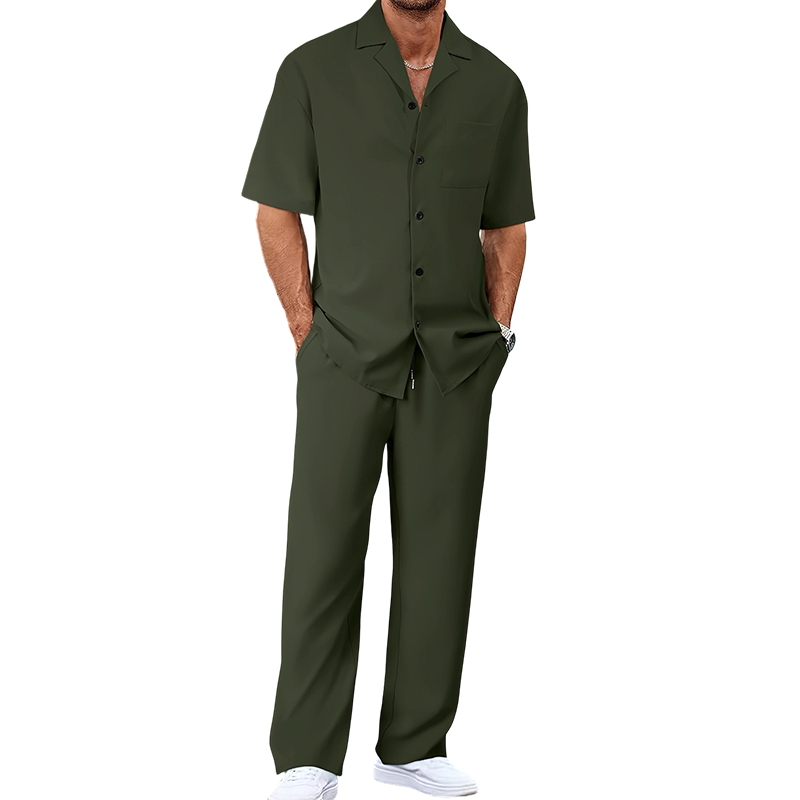 👕 Men's casual 2-piece set, short-sleeved shirt and pants