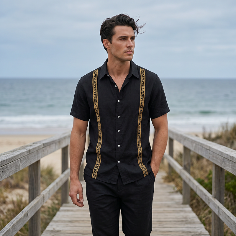 👔50% OFF!✨Men's Breathable Shirt & Pants 2-Piece Set