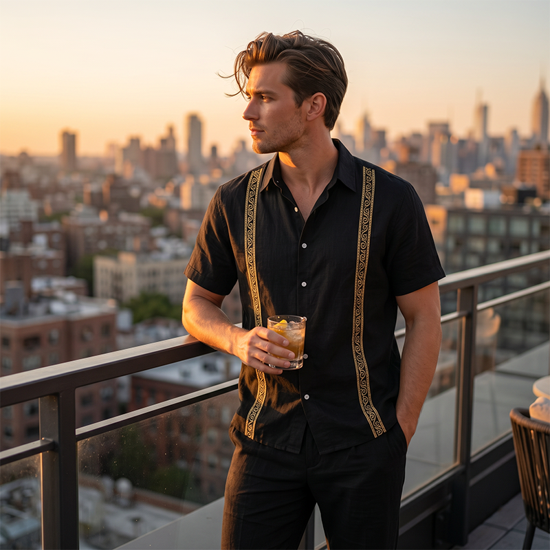 👔50% OFF!✨Men's Breathable Shirt & Pants 2-Piece Set