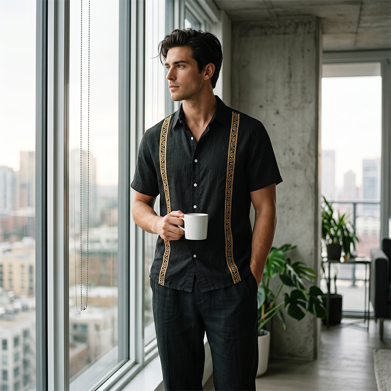 👔50% OFF!✨Men's Breathable Shirt & Pants 2-Piece Set