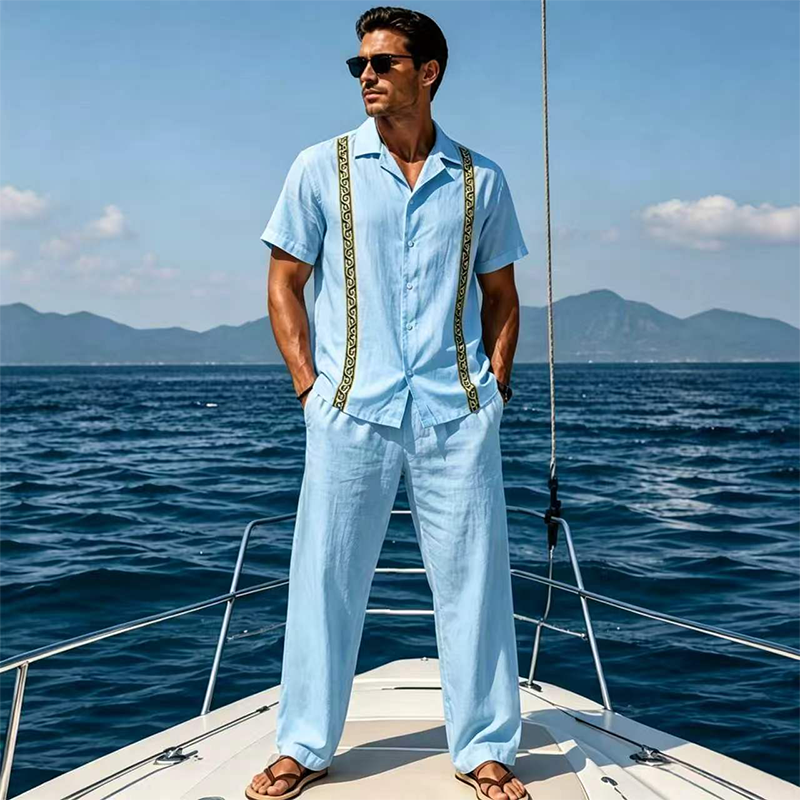 👔50% OFF!✨Men's Breathable Shirt & Pants 2-Piece Set