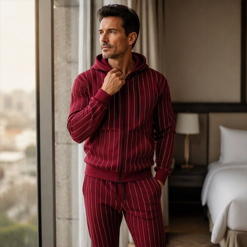 Men's Color-Block Zip-Up Hoodie & Tracksuit Set