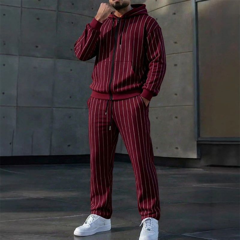 Men's Color-Block Zip-Up Hoodie & Tracksuit Set