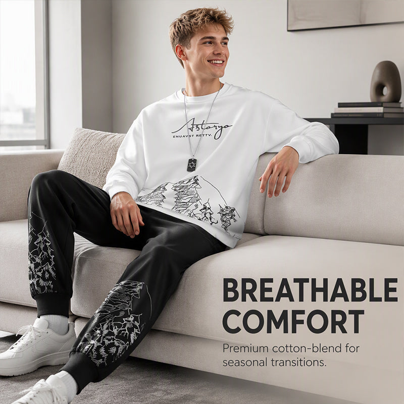 Men's Trendy Printed Sweatshirt & Sweatpants Set