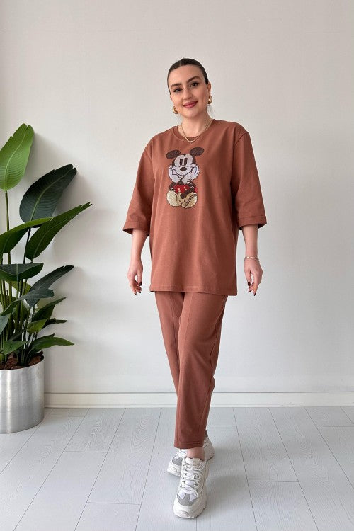 2025 New Design👗✨2-Piece Lounge Set Stone Mickey Suit