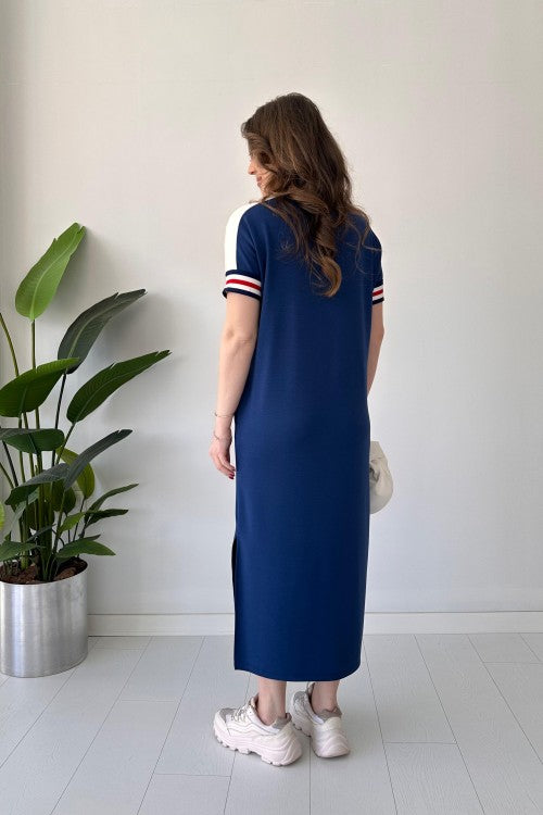 Women's Casual Sailor Lapel Long Dress