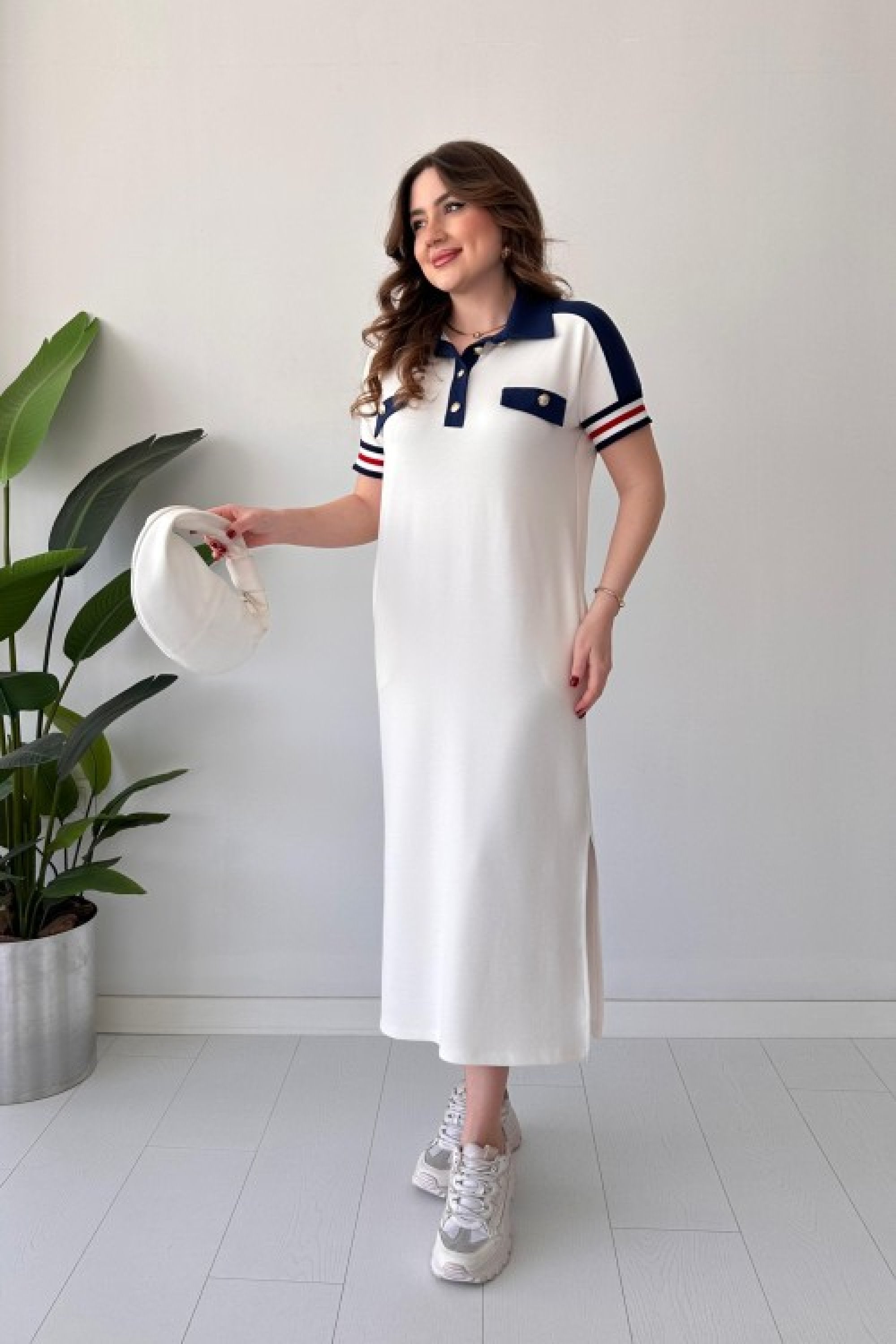 Women's Casual Sailor Lapel Long Dress