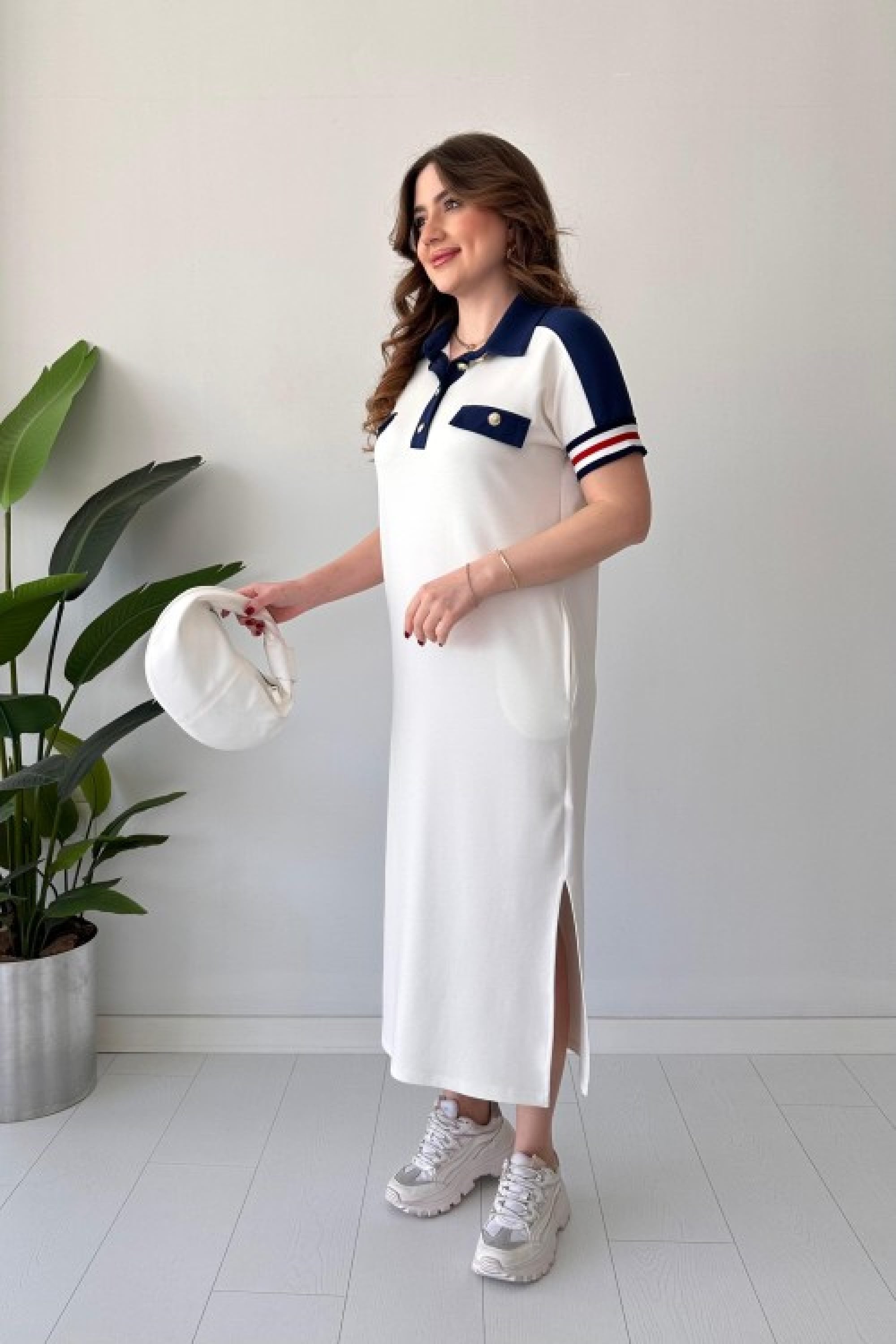 Women's Casual Sailor Lapel Long Dress
